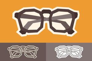 Flat Color Glasses Sticker Set with Cutout Style vector