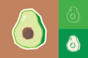 Avocado Sticker Set with Cutout Style vector