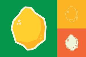 Lemon Sticker Set with Cutout Style vector
