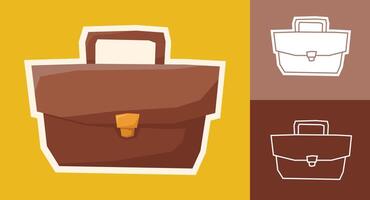 Flat Color Briefcase Sticker Set with Cutout Style vector