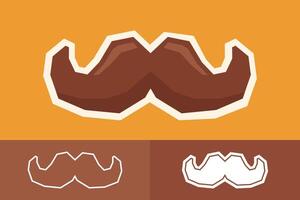 Flat Color Moustache Sticker Set with Cutout Style vector