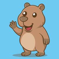 Cartoon Illustration of a Waving Capybara vector