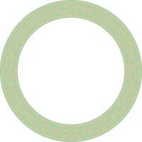 round European gold with green ornament. Endless pattern, circle, ring of the Middle Ages. Revival border. vector