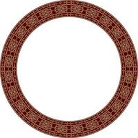 golden and red round Yakut ornament. Endless circle, border, frame of the northern Far East. vector