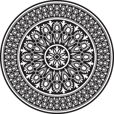 Classic greek black monochrome round ornament. pattern, circle of ancient hellens. European border ring.