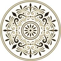 Classic Greek black and gold round ornament. pattern, circle of ancient Hellenes. European border, ring. vector