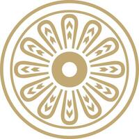 round Assyrian gold ornament. Circle, border, frame of Mesopatamia. Pattern, ring, ancient East. vector