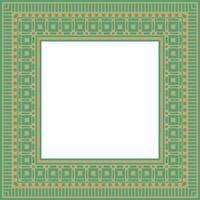 square Assyrian gold with green ornament. Rectangle, border, frame of Mesopatamia. Pattern ancient East. vector