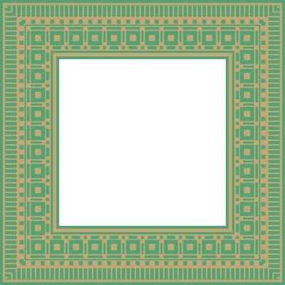 square Assyrian gold with green ornament. Rectangle, border, frame of Mesopatamia. Pattern ancient East.