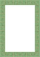 square European gold with green ornament. Rectangular pattern, circle, ring of the Middle Ages. Revival border. Decorations of palace and church vector