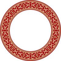 gold and red round classic renaissance ornament. Circle, ring, european border, style frame vector