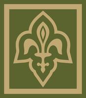 gold and green ancient Roman ornament elements. Classic Europe parts of pattern vector