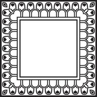 square Assyrian black monochrome ornament. Rectangle, border, frame of Mesopatamia. Pattern ancient East vector