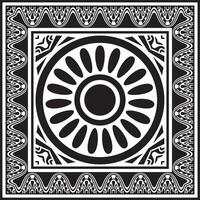 square Assyrian black monochrome ornament. Rectangle, border, frame of Mesopatamia. Pattern ancient East. vector