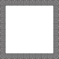 black monochrome classic Greek square ornament. Rectangle of Ancient Greece and Roman Empire. Byzantine paint walls, floors and ceiling vector