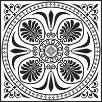 black monochrome square ornament of ancient Greece. Classic tile pattern Roman Empire vector