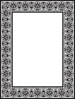 black monochrome classic Greek square ornament. Rectangle of Ancient Greece and Roman Empire. Byzantine painting of walls, floors and ceiling. vector