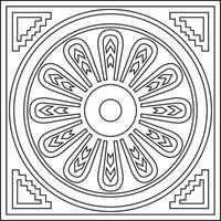 square Assyrian black outline ornament. Rectangle, border, frame of Mesopatamia. Pattern ancient East vector
