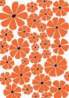 Playful hand drawn orange flowers with speckled texture, arranged in a fun pattern vector