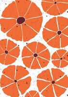 Bold and playful floral pattern featuring large hand drawn orange blooms with textured petals and a modern organic feel. Perfect for digital projects, fabric design, packaging, or creative branding. vector