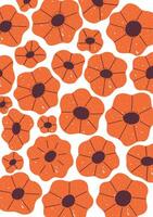 bold poppy flowe pattern with hand drawn texture for fabric, kids room and modern wall art vector