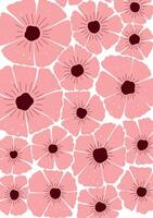 Playful pink flower pattern in a charming and organic hand drawn style. Perfect for spring projects, wall art and digital use. vector