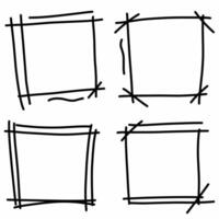 Doodle Art Square Outline Set vector