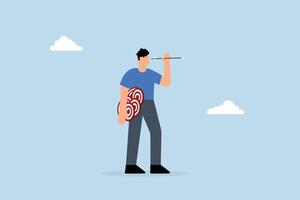 Handle multiple businesses simultaneously, entrepreneur holding several dartboard targets. vector