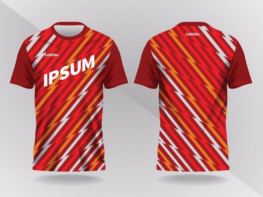 abstract pattern red shirt sport jersey mockup template design for soccer, football, racing, gaming, motocross, cycling and running