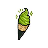 Delicious Matcha Soft Serve Ice Cream Cone Illustration vector