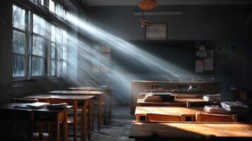 Sunlit Empty Classroom photo