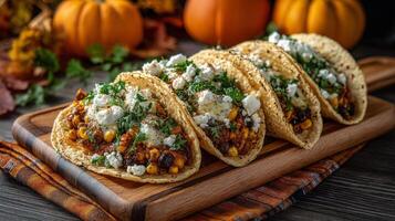 Autumn Pumpkin Tacos with Feta and Herbs photo