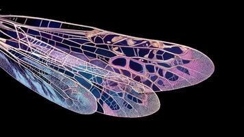 Intricate patterns and vibrant colors reveal the delicate structure of insect wings. photo