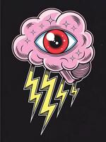 cloud with thunderstorm with eye design premium quality vector