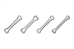 Four Black Outline Dog Bones Scattered White Background vector