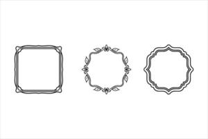 Three Black Decorative Frames White Background Simple Line Art Borders vector