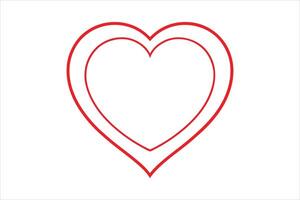 Double Red Line Heart Shape Outline Icon symbol vector