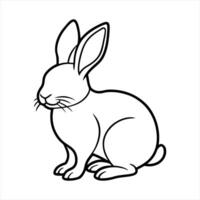 Line Art White Rabbit Sitting Profile View bunny hare vector