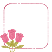 A pink rose bouquet is in a square frame png