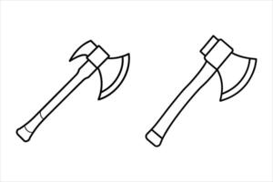 Two Line Art Axes Woodcutter Tools Black White woodcutters axe vector
