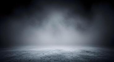 Moody Concrete Floor with Atmospheric Smoke in Dark Dramatic Setting photo