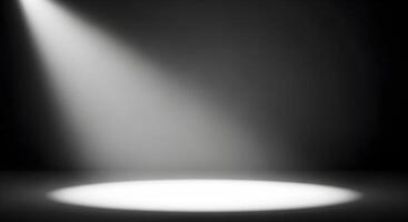 Grayscale Spotlight Scene with Dramatic Lighting and Dark Minimalist Background photo