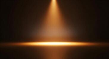 Golden-Orange Vertical Spotlight Illuminating Dark Stage-Like Space photo