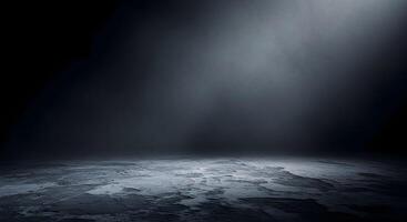 Dramatic Smoky Scene with Weathered Concrete Floor and Atmospheric Lighting photo