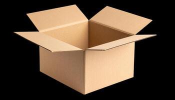 Flat Cardboard Box Blank With Precise Creases On Black photo
