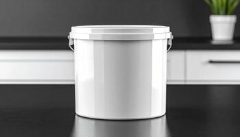 White Screw Lid Paint Container On Countertop photo