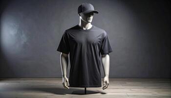 Oversized Tshirt And Trucker Hat Mannequin On Studio Floor photo