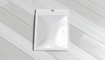 Flat Packed Coffee Sachet With Foil Texture On Studio Floor photo