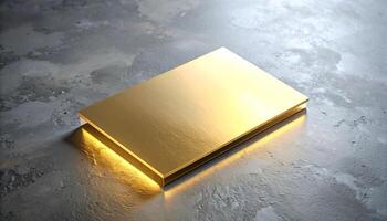 Translucent Cardboard Business Card With Gold Foil Layer On Concrete Floor Layered Texture photo