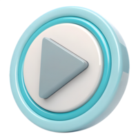 3d play button icon light blue circular design isolated on transparent background png